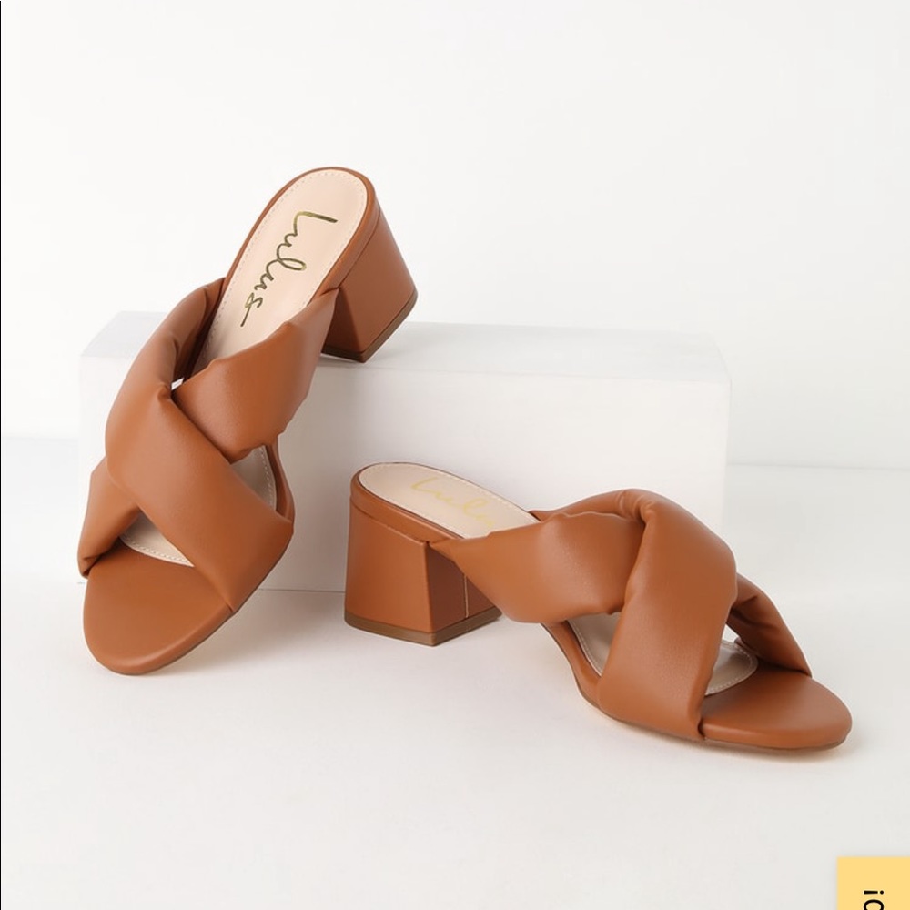 Braidef heeled slides sandals mules open toe 6.5